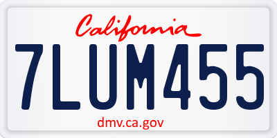 CA license plate 7LUM455