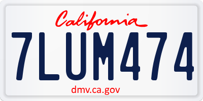 CA license plate 7LUM474