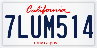 CA license plate 7LUM514