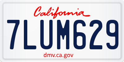 CA license plate 7LUM629