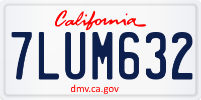 CA license plate 7LUM632