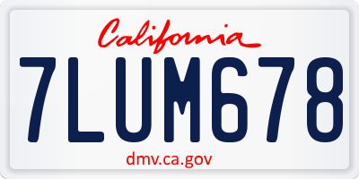 CA license plate 7LUM678