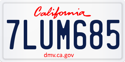 CA license plate 7LUM685