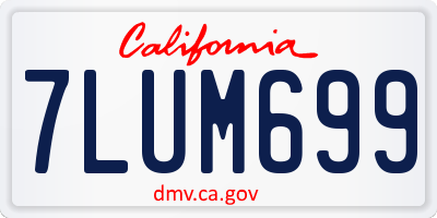 CA license plate 7LUM699