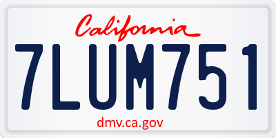 CA license plate 7LUM751