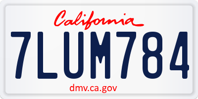 CA license plate 7LUM784
