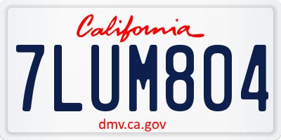 CA license plate 7LUM804