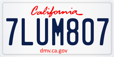 CA license plate 7LUM807