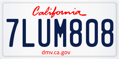 CA license plate 7LUM808