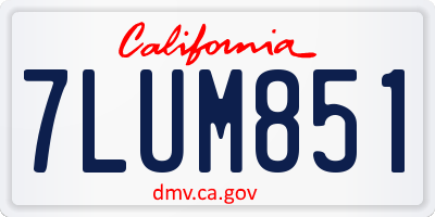 CA license plate 7LUM851