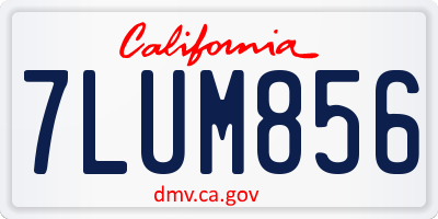 CA license plate 7LUM856