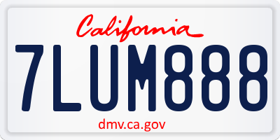 CA license plate 7LUM888