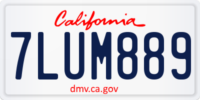 CA license plate 7LUM889