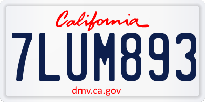 CA license plate 7LUM893