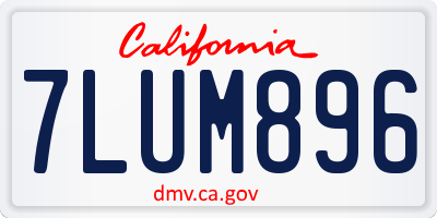 CA license plate 7LUM896