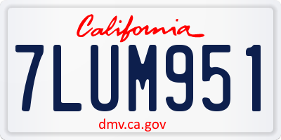 CA license plate 7LUM951