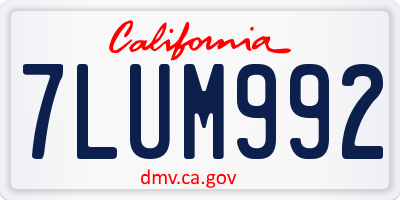 CA license plate 7LUM992
