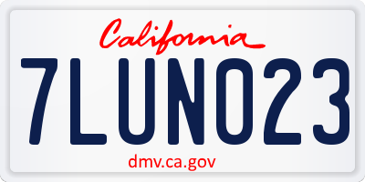CA license plate 7LUN023