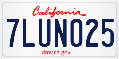 CA license plate 7LUN025