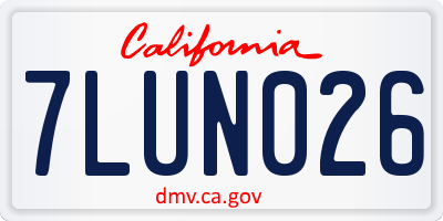 CA license plate 7LUN026