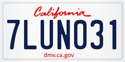 CA license plate 7LUN031
