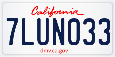CA license plate 7LUN033