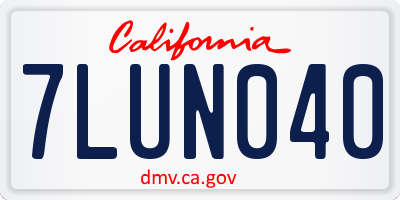 CA license plate 7LUN040