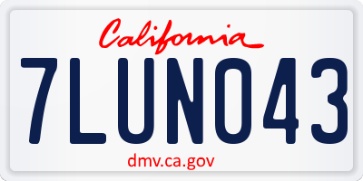 CA license plate 7LUN043