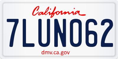 CA license plate 7LUN062