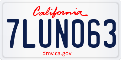 CA license plate 7LUN063