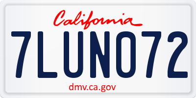 CA license plate 7LUN072