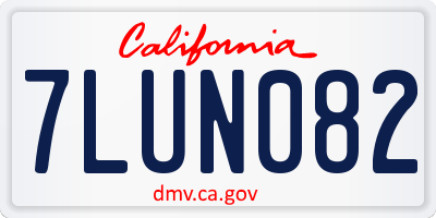 CA license plate 7LUN082