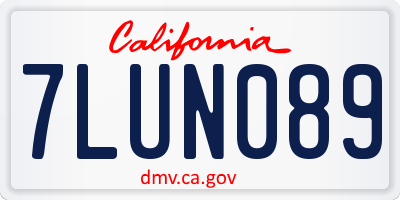 CA license plate 7LUN089