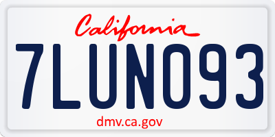 CA license plate 7LUN093