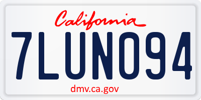 CA license plate 7LUN094