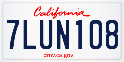 CA license plate 7LUN108