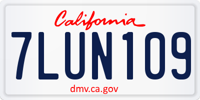 CA license plate 7LUN109