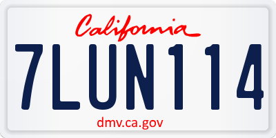 CA license plate 7LUN114