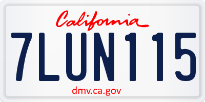 CA license plate 7LUN115