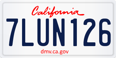 CA license plate 7LUN126