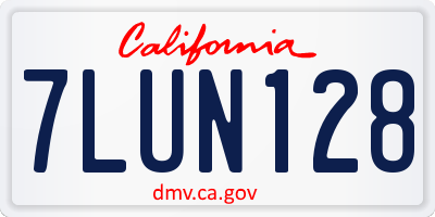 CA license plate 7LUN128
