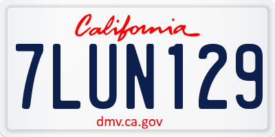 CA license plate 7LUN129