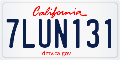 CA license plate 7LUN131