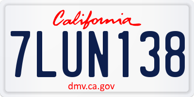 CA license plate 7LUN138