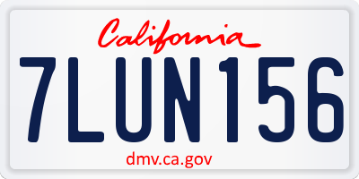 CA license plate 7LUN156