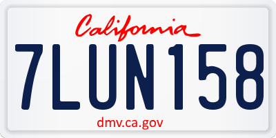 CA license plate 7LUN158