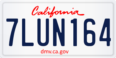CA license plate 7LUN164