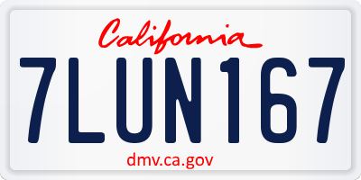 CA license plate 7LUN167