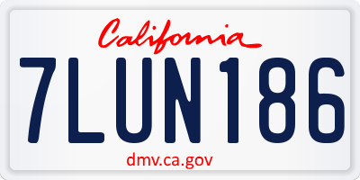 CA license plate 7LUN186