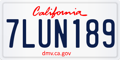 CA license plate 7LUN189